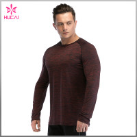 Custom Polyester Spandex Running T Shirt Dry Fit Mens Long Sleeve Training Tops