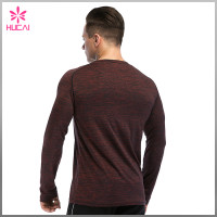 Custom Polyester Spandex Running T Shirt Dry Fit Mens Long Sleeve Training Tops