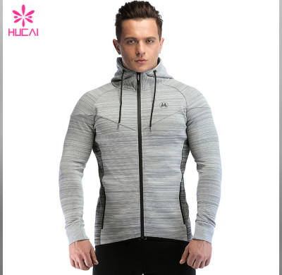 Custom Cotton Polyester Track Clothing Mens Fitness Zip Hoodie