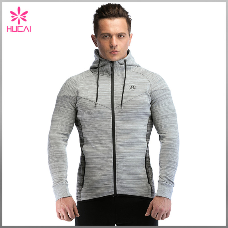 Custom Cotton Polyester Track Clothing Mens Fitness Zip Hoodie