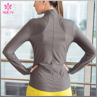 OEM Factory Zip Up Nylon Spandex Women Wholesale Yoga Jacket With Thumb Hole
