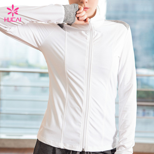 Wholesale Nylon Spandex Quick Dry Women Fitness Jacket With Thumb Hole