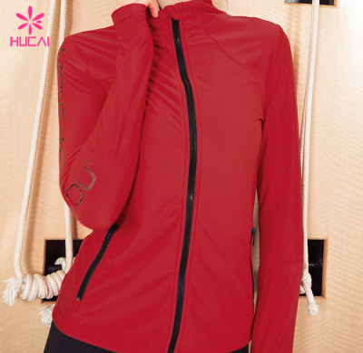Wholesale Nylon Spandex Fitness Wear Women Workout Jacket With Thumb Hole