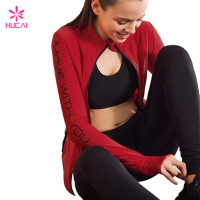 Wholesale Nylon Spandex Fitness Wear Women Workout Jacket With Thumb Hole