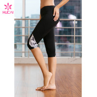 Wholesale Fitness Pants Gym Tights Dry Fit Women Printed Capri Yoga Leggings