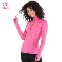 Custom Dry Fit Long Sleeve Nylon Spandex Half Zip Sport Jacket For Women