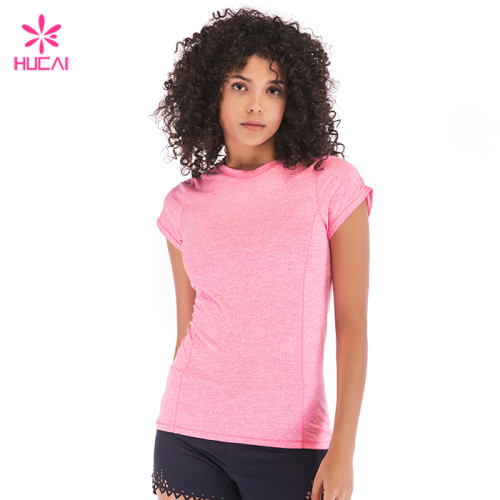 Wholesale Polyester Spandex Short Sleeve Dry Fit Women Running Shirt Cheap