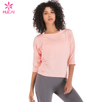 Wholesale Modal Spandex Yoga Top Long Sleeve Loose Fit Women Tee Shirts For Yoga