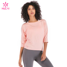 Wholesale Modal Spandex Yoga Top Long Sleeve Loose Fit Women Tee Shirts For Yoga