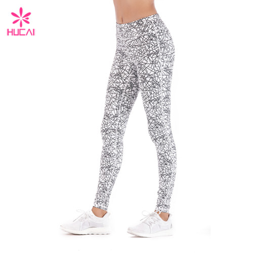Hucai Wholesale Factory Four Way Stretchy Long Length Sublimation Gym Tights For Women