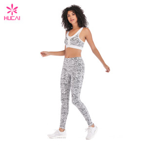 Hucai Wholesale Factory Four Way Stretchy Long Length Sublimation Gym Tights For Women