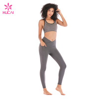 Hucai China Factory Yoga Wear Women Wholesale Sportswear Set