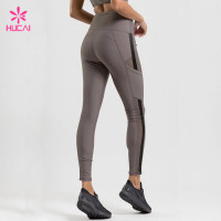 China Manufacturer Custom Mesh Insert Women's High Waisted Workout leggings Wholesale In Bulk