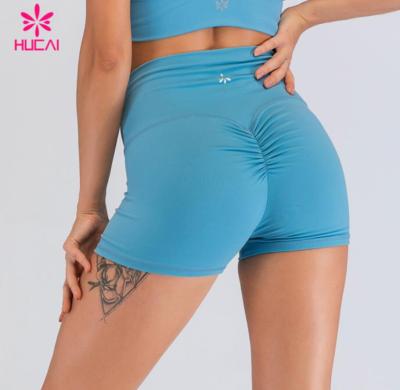 Hucai Bodybuilding Clothing Wholesale Private Label Scrunch Butt Gym Running Yoga Shorts