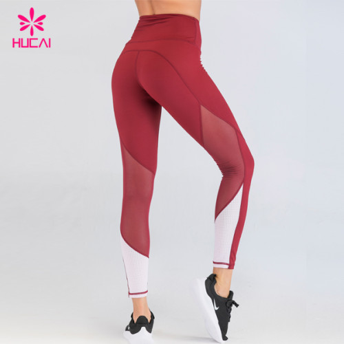 China High Quality Sportswear Mesh Patchwork Womens Custom Logo High Waist Yoga Pants Legging
