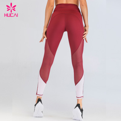 China High Quality Sportswear Mesh Patchwork Womens Custom Logo High Waist Yoga Pants Legging