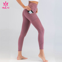 Mesh Panel Side Pocket Wholesale Activewear Womens Fitness Workout Yoga Leggings With Custom Logo