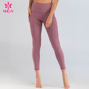 Mesh Panel Side Pocket Wholesale Activewear Womens Fitness Workout Yoga Leggings With Custom Logo