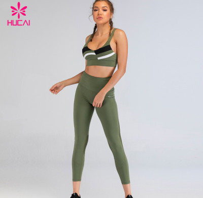 Wholesale Running Wear Custom Yoga Clothes Patchwork Fitness Sports Bra And Workout Leggings Set