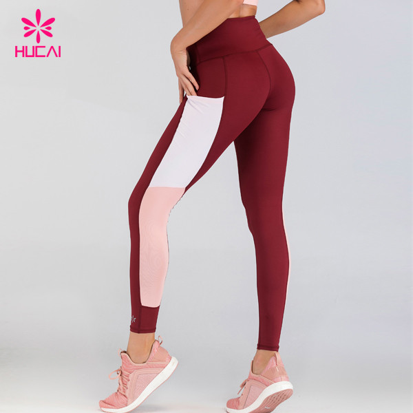 Women's colour-block high-waist leggings seen in motion