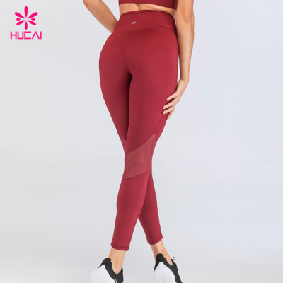Custom Logo Womens Activewear Polyester Spandex Mesh Yoga Ladies Gym Leggings
