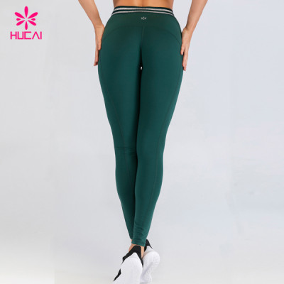 Custom Band Yoga Pants Eco Friendly Womens Private Label Compression Fitness Sport Leggings