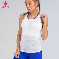 Polyester Spandex Gym Clothing Fitness Sports Womens Mesh Yoga Tank Tops White For Female