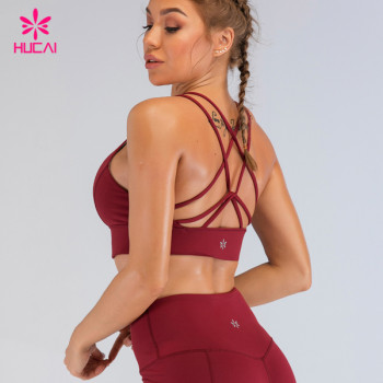 Hucai Custom Activewear Gym Bra Wholesale Criss Cross Yoga Sports Bra Manufacturer