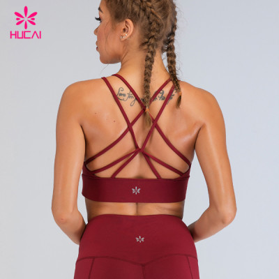 Hucai Custom Activewear Gym Bra Criss Cross Yoga Sports Bra Manufacturer