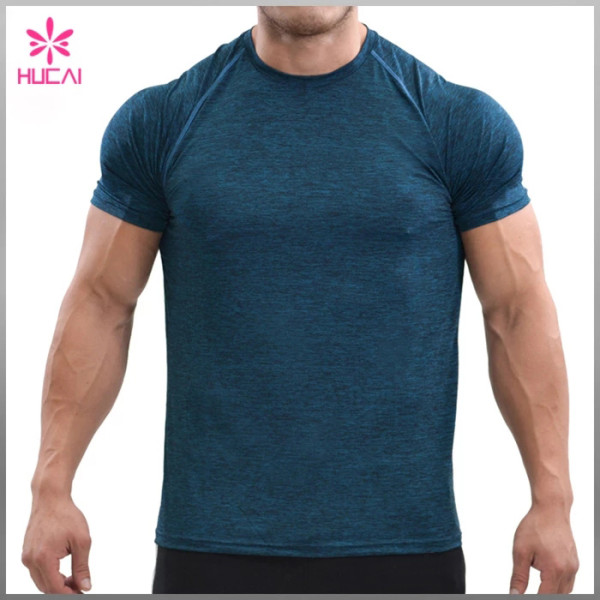 Wholesale T Shirt Gym Clothing Men Short Sleeve Training Top Hucai Sportswear