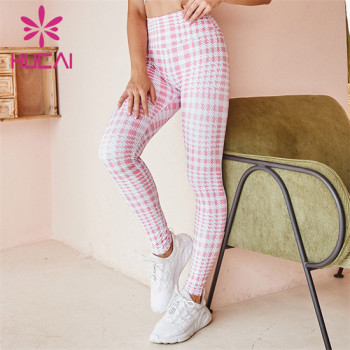 Custom High-waist Check Print Sports Tights