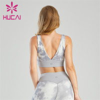 Sexy V-neck Digital Printing Sports Bra Custom Manufacturer