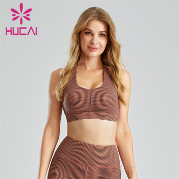 Houndstooth Pattern Digital Printing Fitness Sports Bra Custom