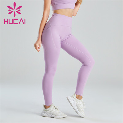 Ladies Light Purple Abdomen Lifting Hip Leggings Custom Manufacturer