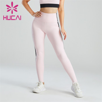 Fashion Pink And Black Stitching High Waist Leggings Customization