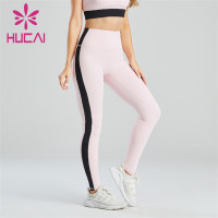Fashion Pink And Black Stitching High Waist Leggings Customization