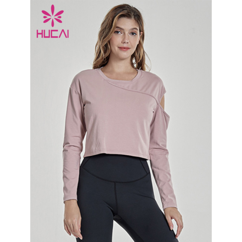 China Custom Activewear Manufacturer Wholesale Long Sleeve Women Crop Running Workout Shirt