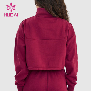 high neck zipper loose sweater hoodie sportswear supplier
