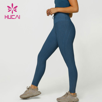 Custom Ladies Blue High-Waisted Leggings factory Manufactured
