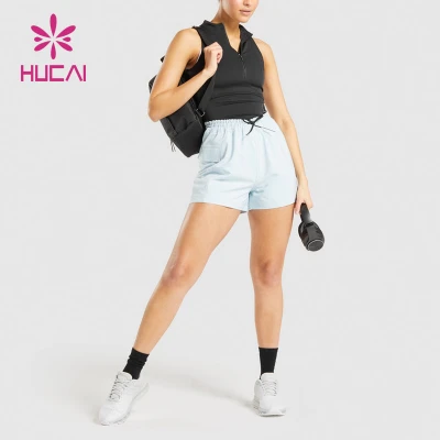 OEM Zipper Design Fake Two Pieces Tank Top For Women China Manufacturer