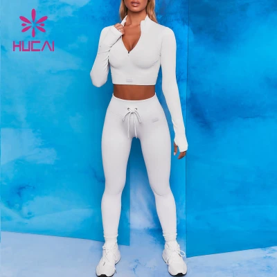 OEM zipper Long Sleeve Crop Top Fitness Clothing China Manufacturer