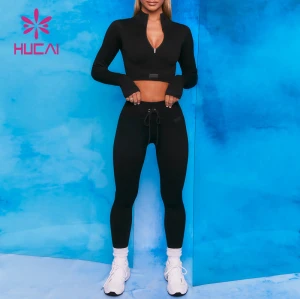 OEM zipper Long Sleeve Crop Top Fitness Clothing China Manufacturer