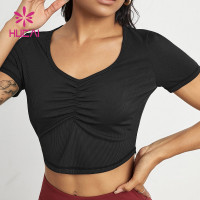 ODM Fashion Elastic Crop Top Design  T Shirts For Women Manufactured In China
