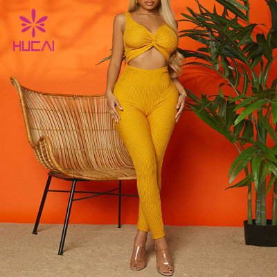 New Design Hollow Luminous Yellow Jumpsuit China Manufacturer