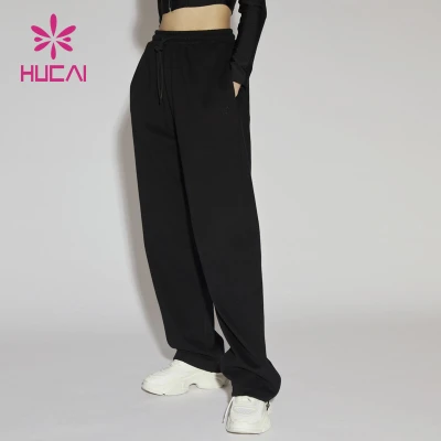 HUCAI OEM Knitted fabric, loose fitting women's jogging pants Chinese sports pants supplier