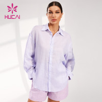 Resort Style Loose Shirt Female Hucai Sportswear Manufacturer