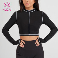 Stitch Design Long Sleeve T Shirts Female Hucai Sportswear Manufacturer