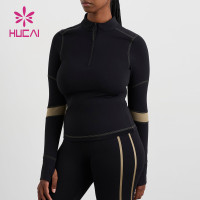 Splicing Design Long Sleeve T Shirts Female Hucai Sportswear Manufacturer