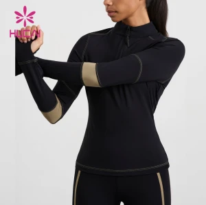 Splicing Design Long Sleeve T Shirts Female Hucai Sportswear Manufacturer