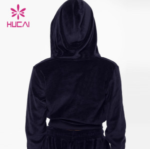 Chest Metal Zipper Logo Design Sweatsuit Shorts Hoodie For Women Manufactured In China